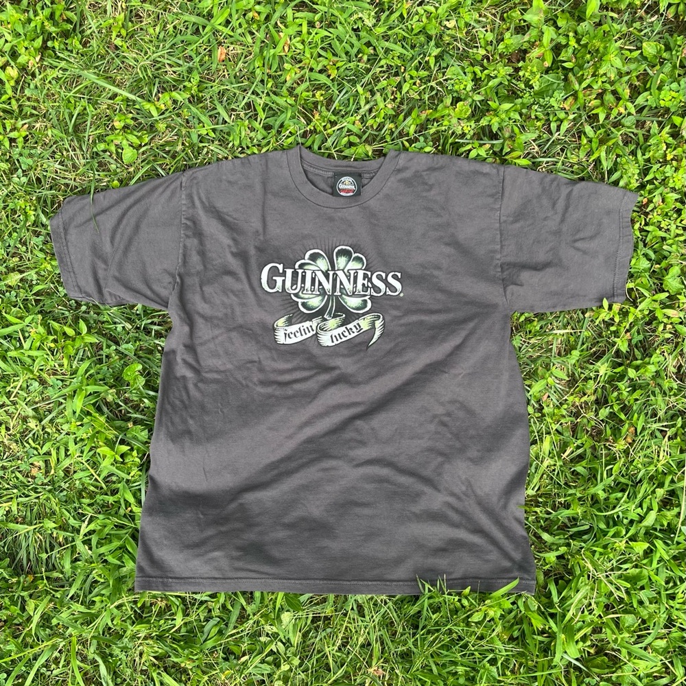 Guinness Clover Tee Gray Graphic Shirt XL